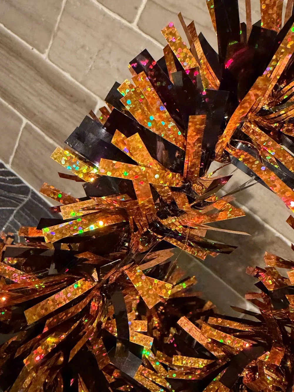 Halloween Tinsel Garland Black Orange Glitter Sparkling Party Decor 72” (6 ft)